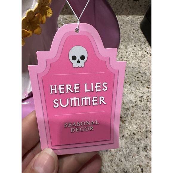 Here Lies Summer Ghost Flamingo Pool Float Halloween SUMMERWEEN Spooky Decor - Picture 3 of 3